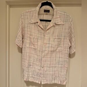 Dry Bones 50s Style Atomic Fleck Kasuri Checked Loop Collar Rockabilly Shirt